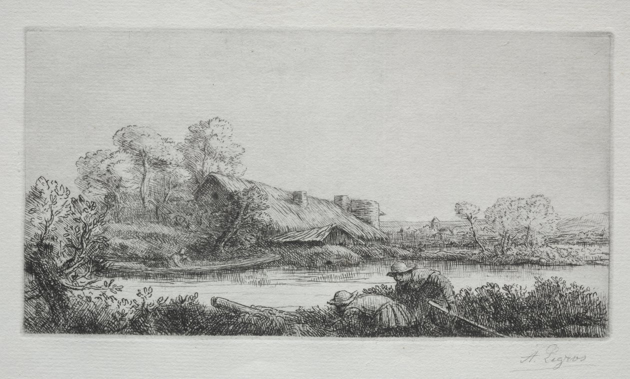 Farmen ved elven (La Ferme Sur La Rivière: Afteneffekt) av Alphonse Legros