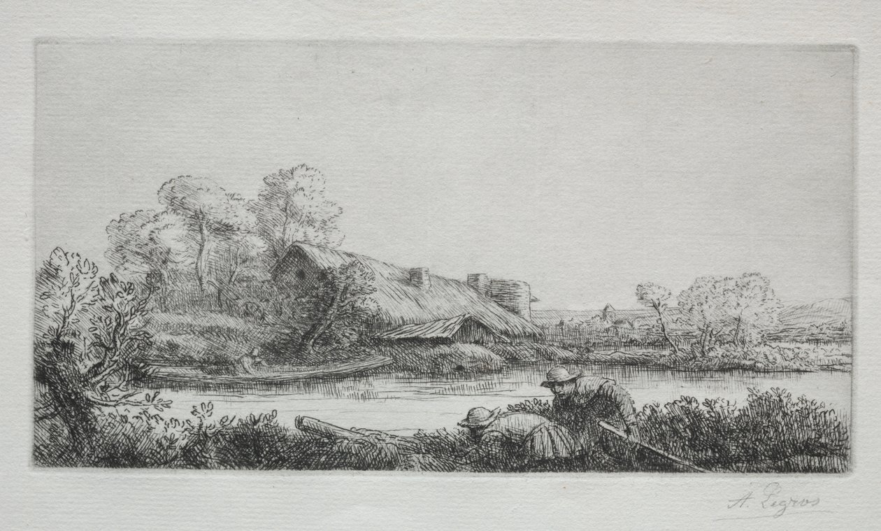 Farmen ved elven (La Ferme Sur La Rivière: Afteneffekt) av Alphonse Legros