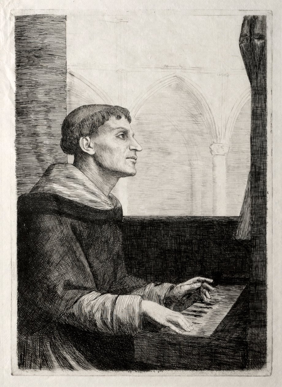 Munken ved orgelet. av Alphonse Legros