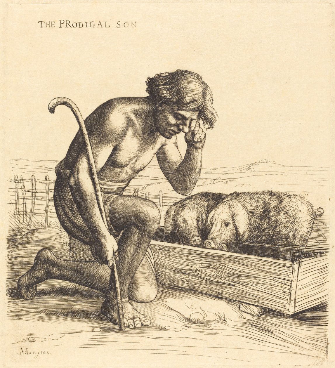 Den fortapte sønn, 1. plate av Alphonse Legros