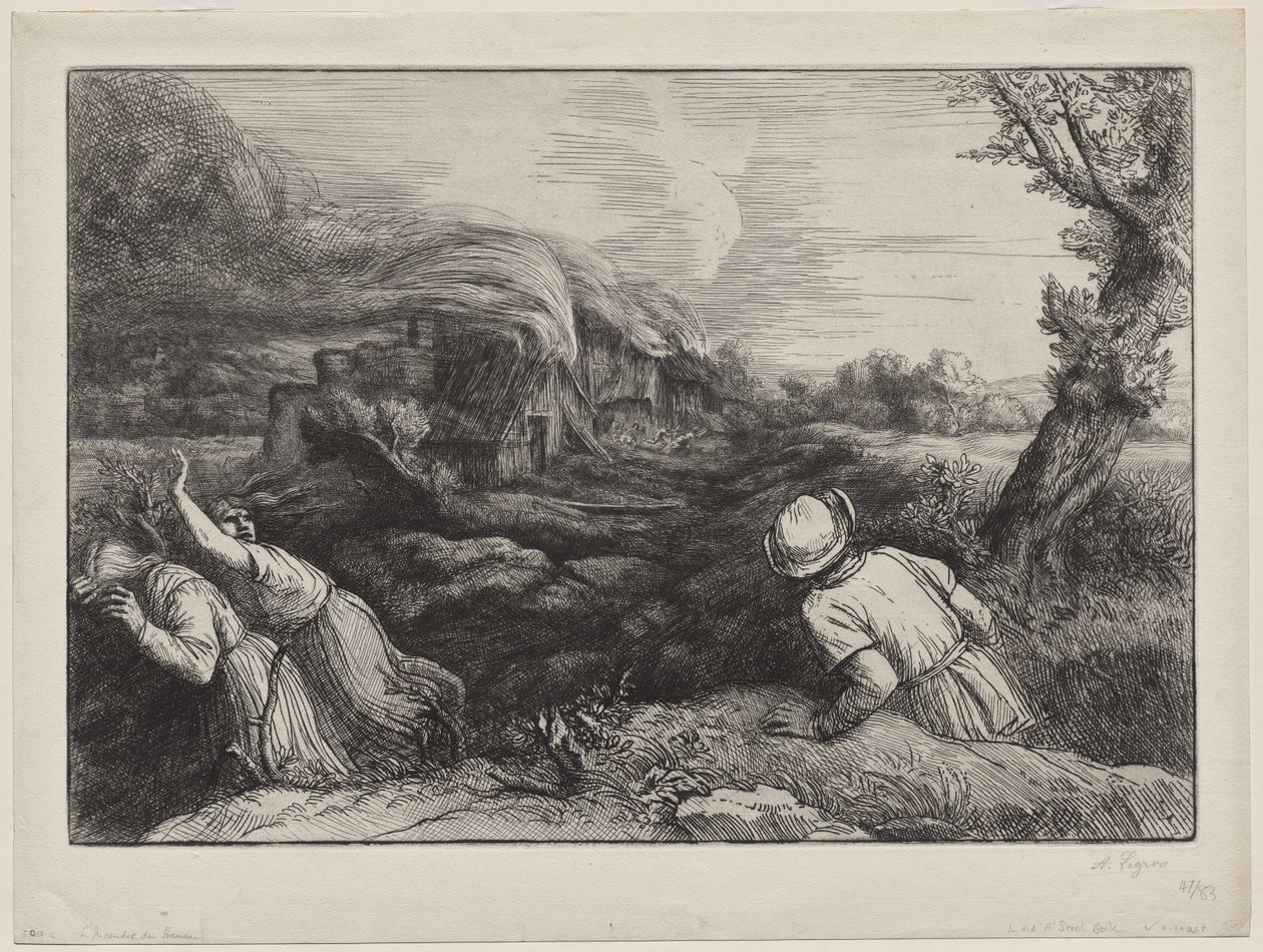 Landsbyen i flammer av Alphonse Legros