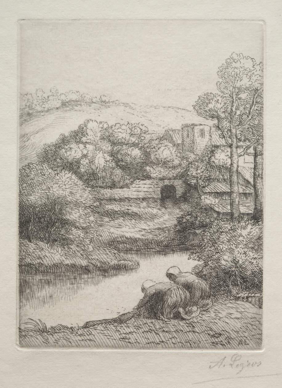 Vaskeplassen, kalt The Washerwomen Le Lavoir, Dite Les Laveuses. av Alphonse Legros