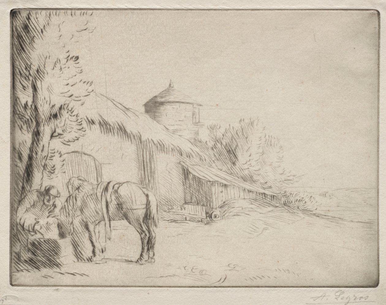 The Watering Place (andre tallerken) av Alphonse Legros