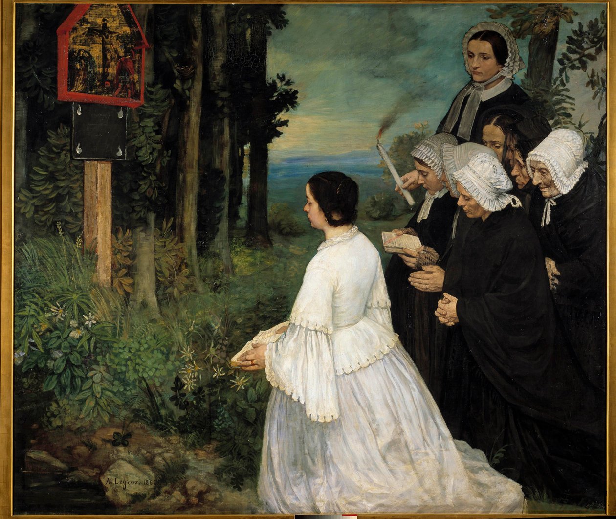 Ex-voto kvinner (i tradisjonelle drakter bretonere?) samles foran en ex voto. Maleri av Alphonse Legros (1837-1911) 1860 søn. 1,74x1,97 m Dijon, Museum of Fine Arts av Alphonse Legros