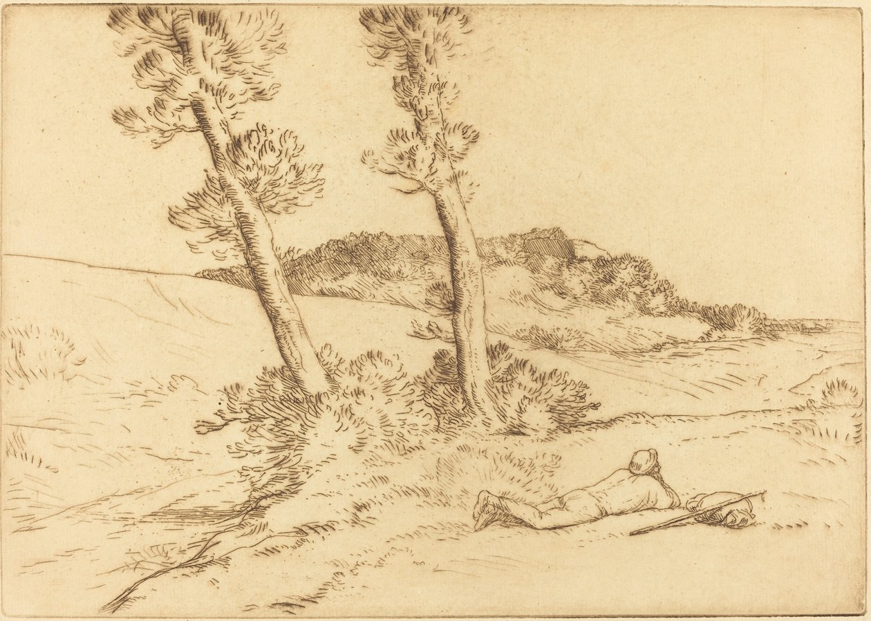 Reisende tilbakelent på gresset Den reisende tilbakelent på gresset. av Alphonse Legros