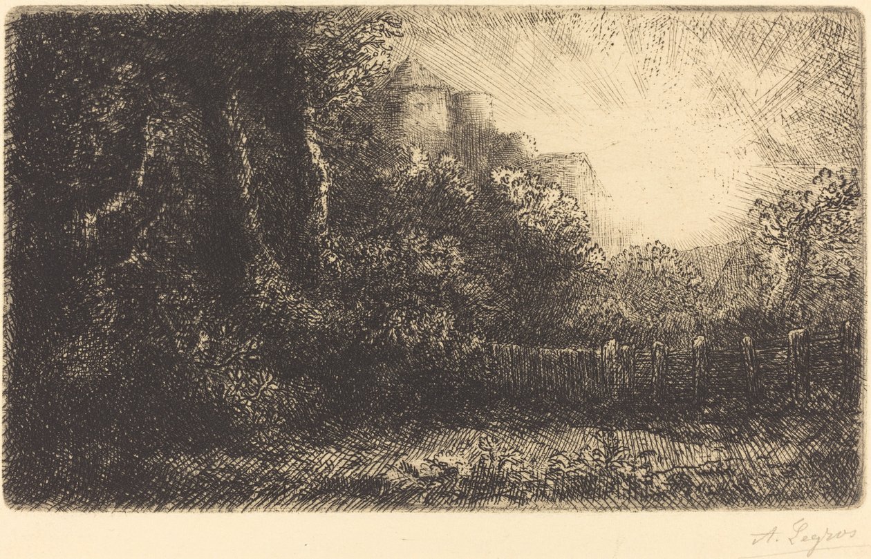 Utsikt over et Chateau de Poillet. av Alphonse Legros