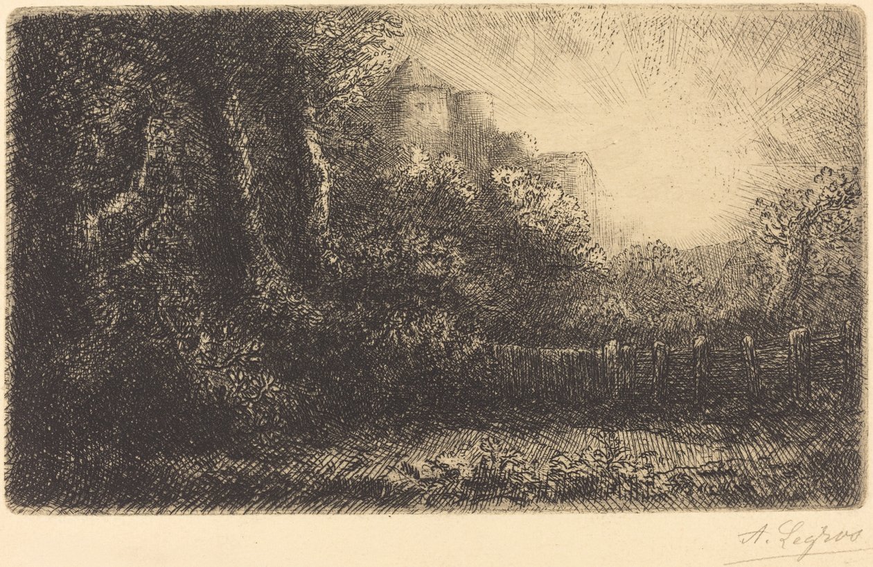 Utsikt over et Chateau de Poillet. av Alphonse Legros