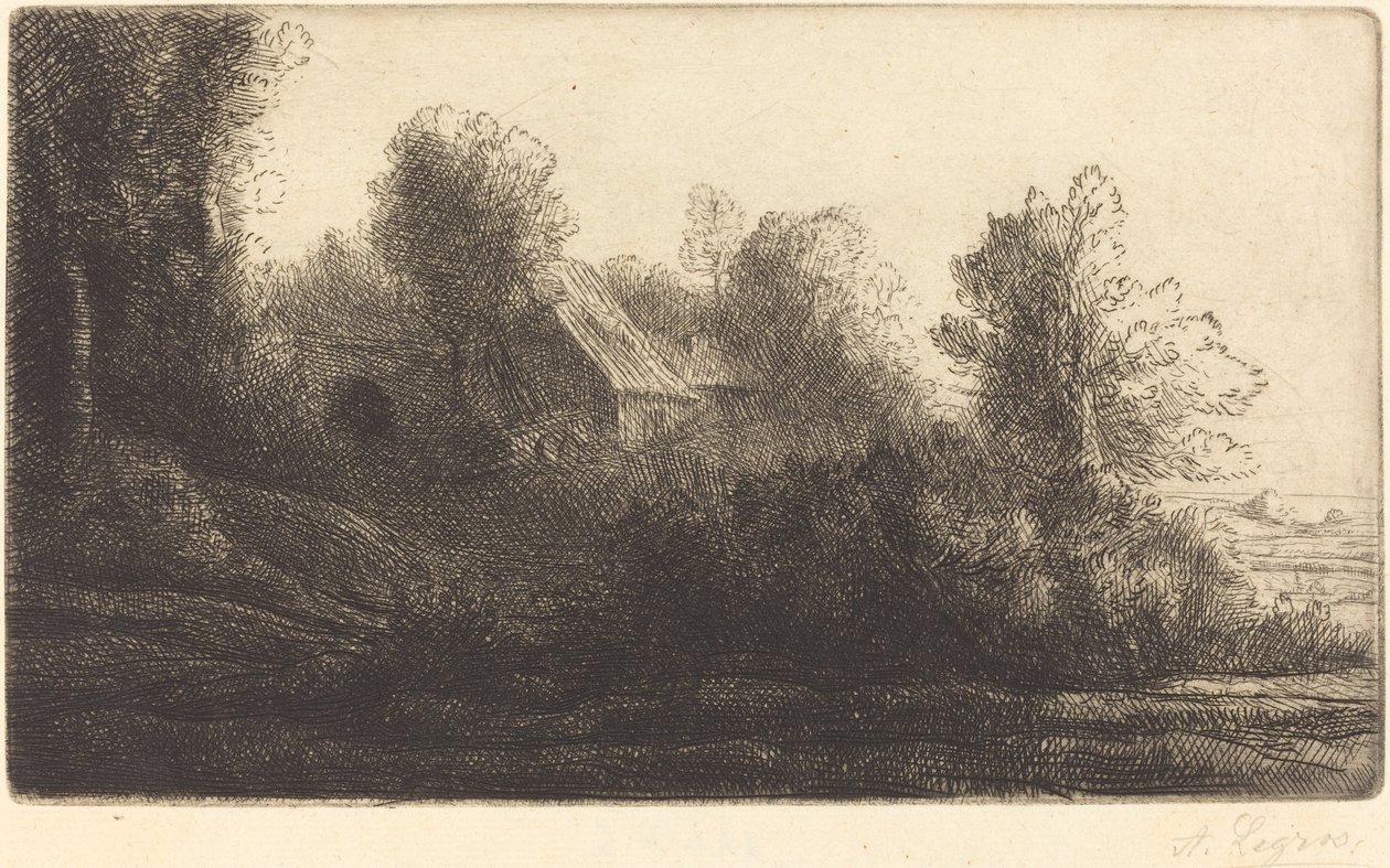 Utsikt over en gård, 2. tallerken av Alphonse Legros