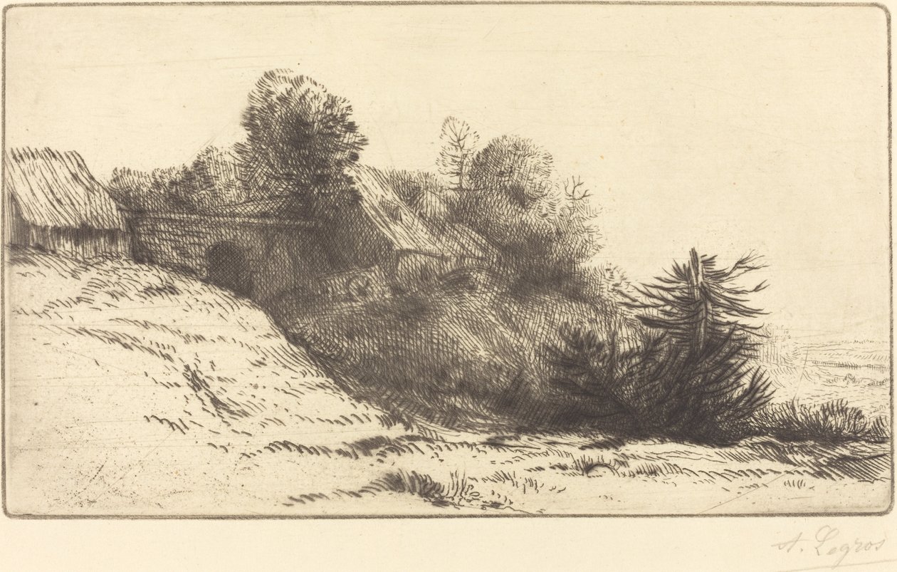 Utsikt over en gård, 2. tallerken av Alphonse Legros