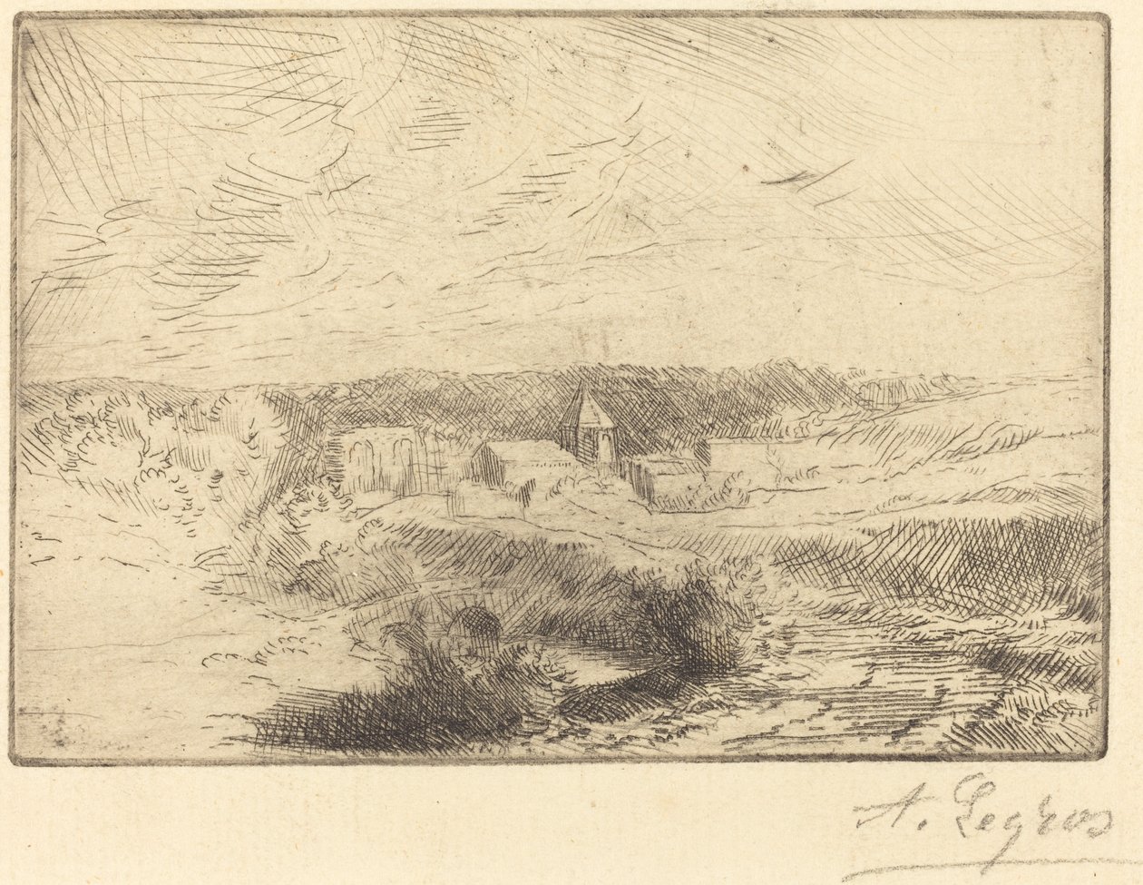 Landsbyen Wimille, nær Boulogne (Village de Wimille, pres Boulogne) av Alphonse Legros