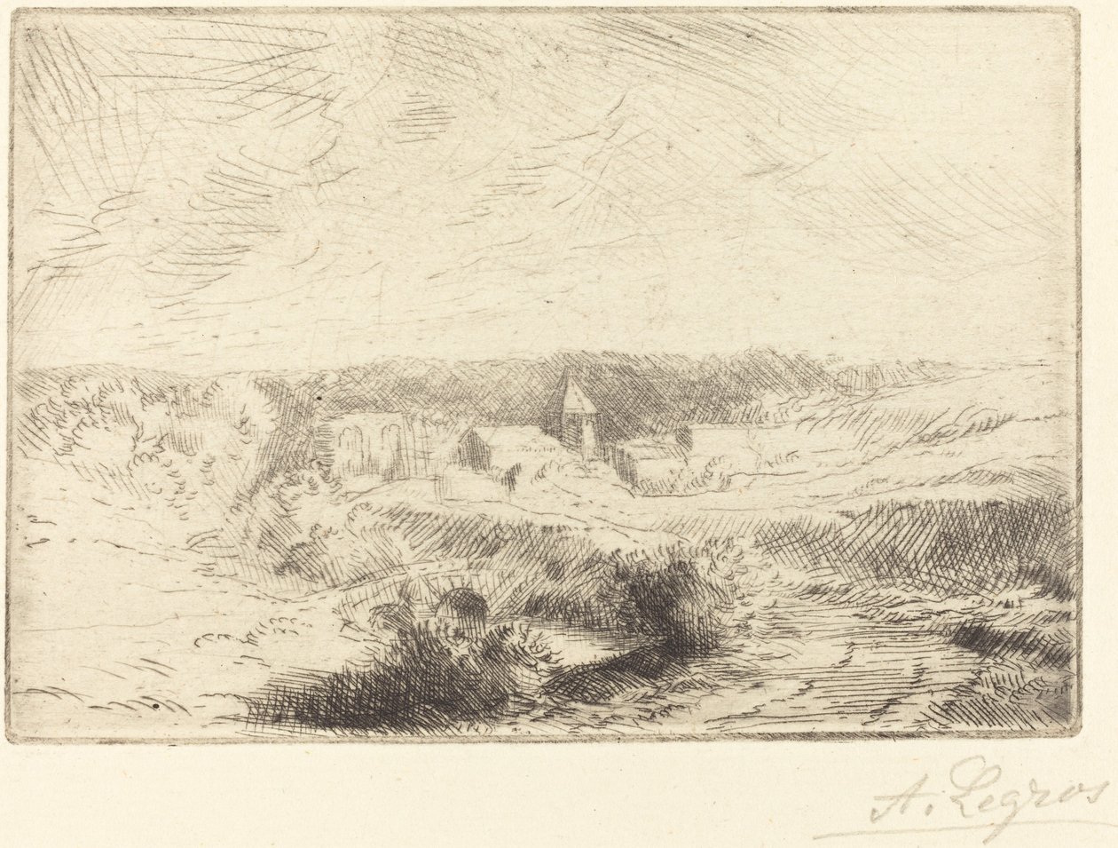 Landsbyen Wimille, nær Boulogne (Village de Wimille, pres Boulogne) av Alphonse Legros