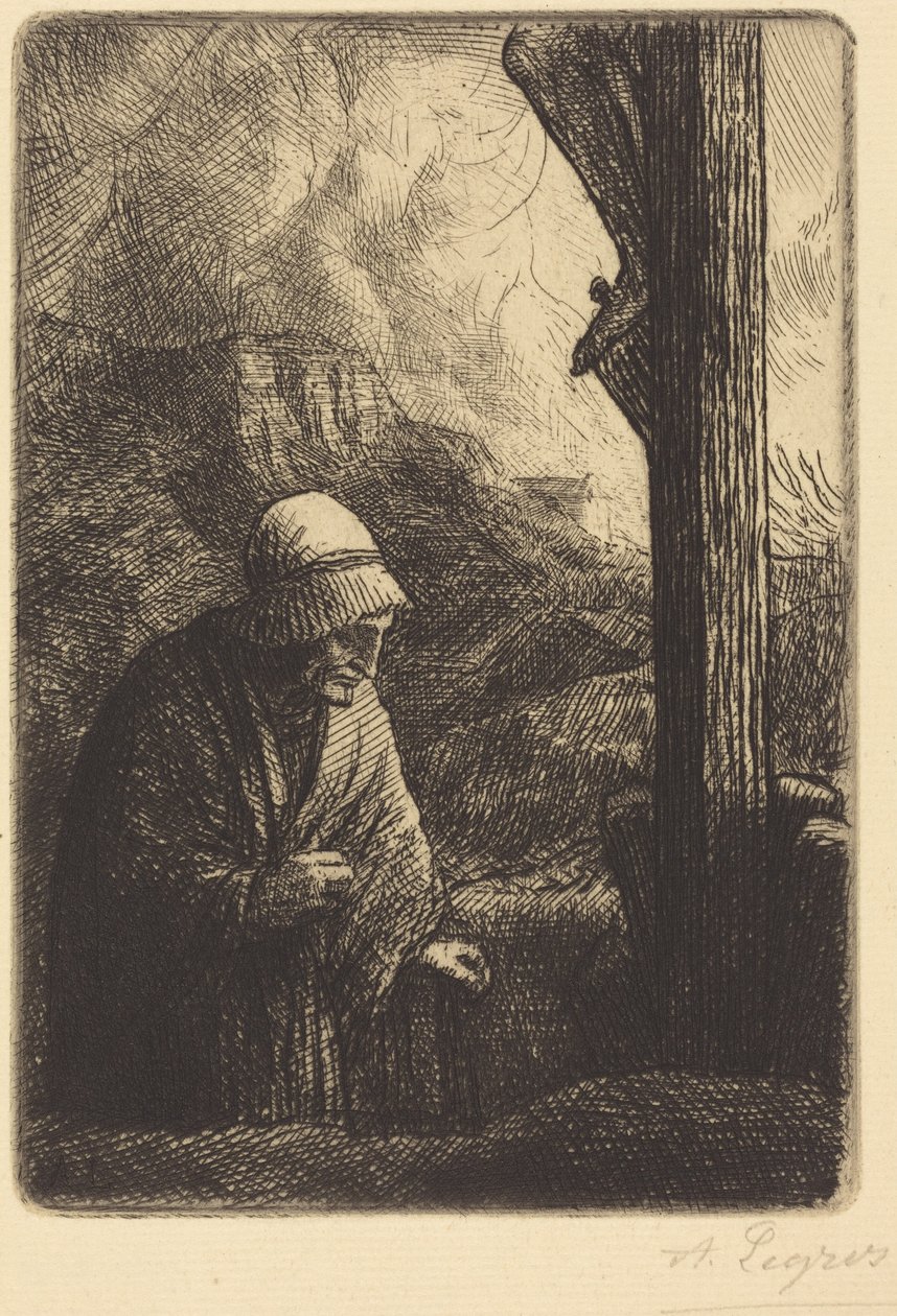Kvinnen ved foten av korset (Femme au calvaire) av Alphonse Legros