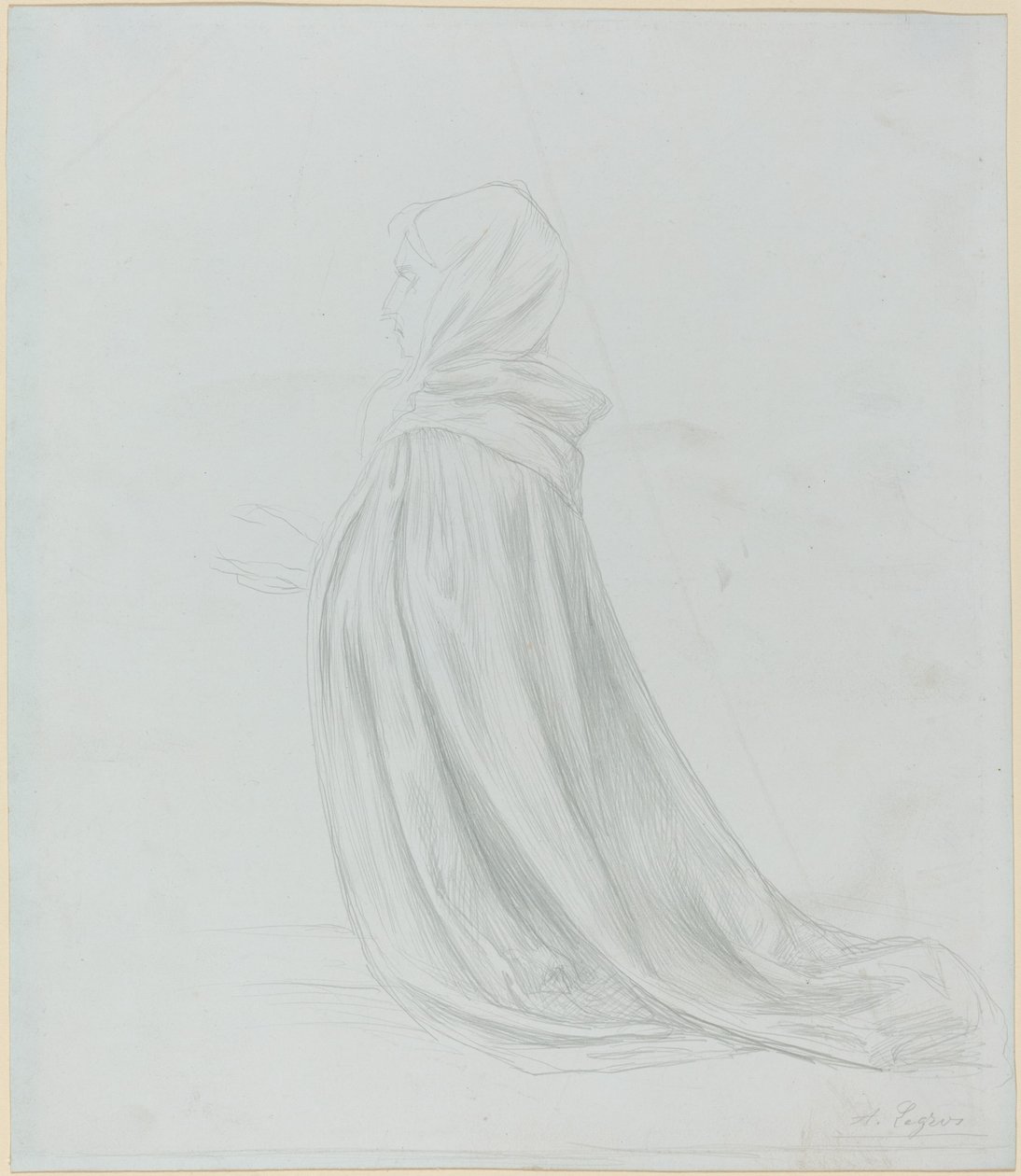 Kvinne i kappe. av Alphonse Legros