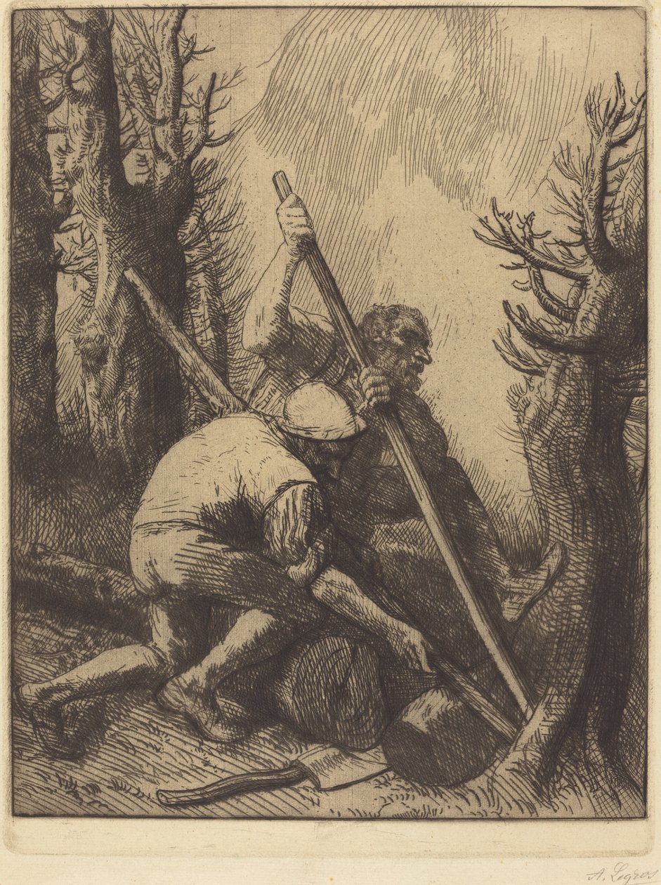 Vedhoggere, 3. tallerken (Les bucherons) av Alphonse Legros