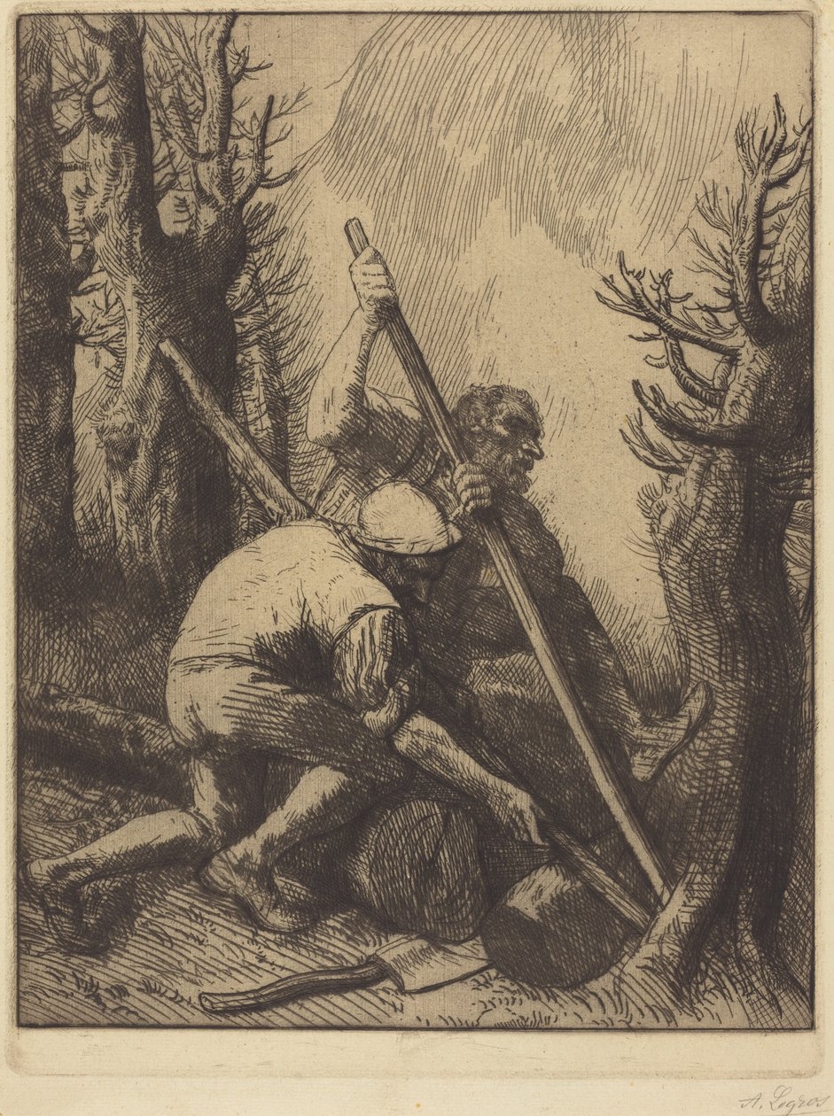 Tømmerhoggere, 3. tavle av Alphonse Legros