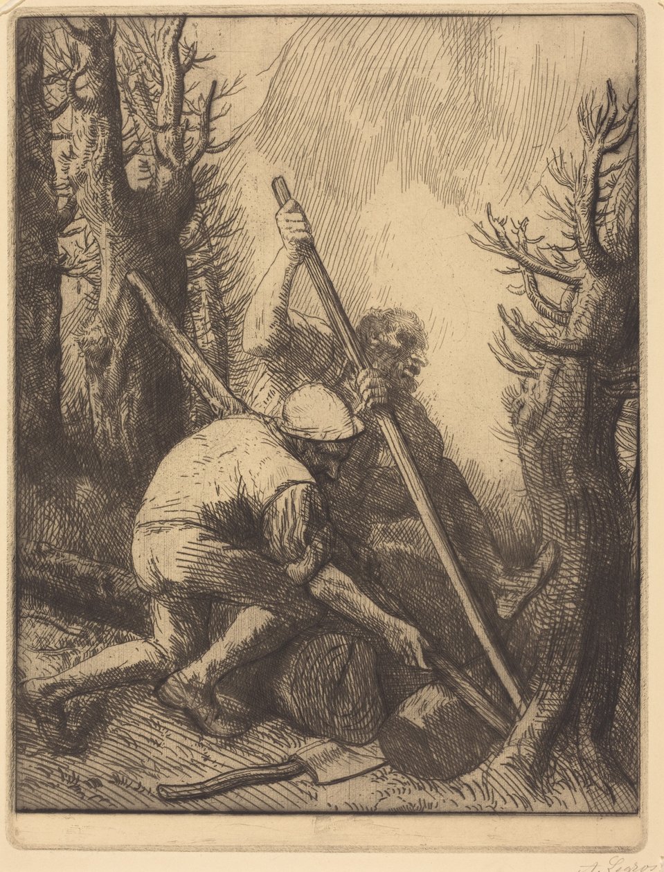 Vedhoggere, 3. plate (Vedhoggerne) av Alphonse Legros