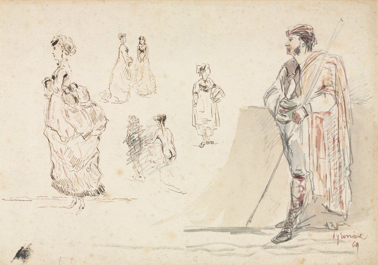 Skisser av figurer av Alphonse Marie Adolphe de Neuville