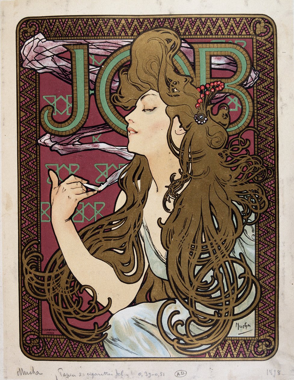 Reklameplakat for "Job Cigarette Paper" av Mucha av Alphonse Mucha