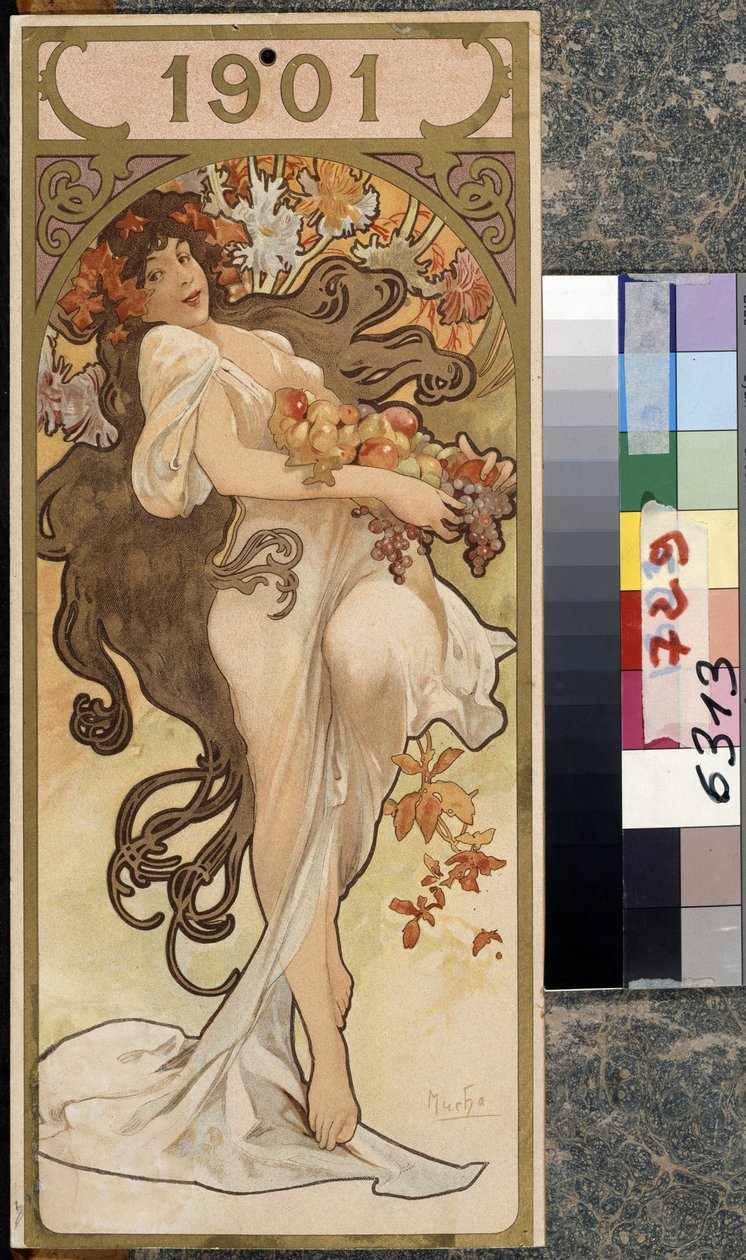 Årets kalender 1901. Kunstverk av Alfons Maria Mucha (Alphonse Marie Mucha av Alphonse Marie Mucha