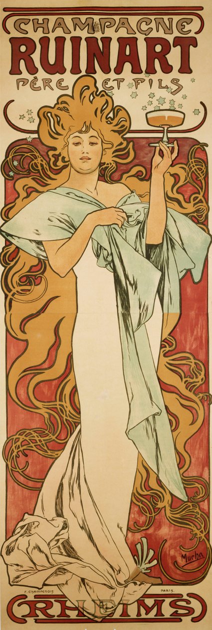 Champagne Ruinart, 1896 av Alphonse Mucha