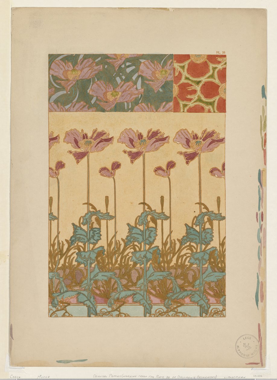 Dokumenter Decoratifs: Orientalske valmuer av Alphonse Mucha