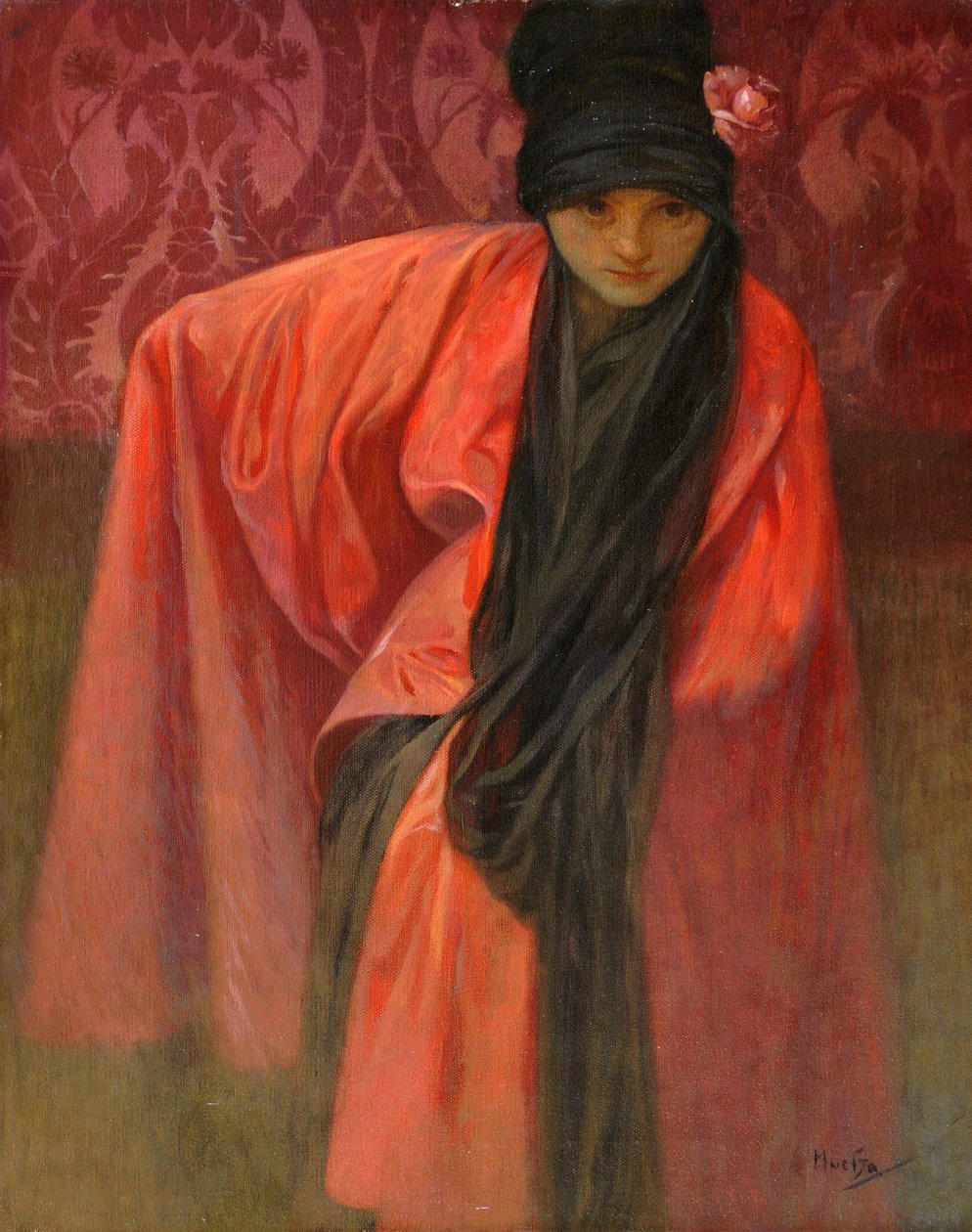 Pike i rødt par Mucha, Alfons Marie (1860-1939), ca. 1914 - Tempera på lerret, 60,5x47 - Privat samling av Alphonse Mucha