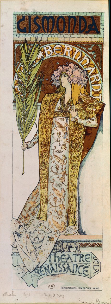 Gismonda med skuespillerinnen Sarah Bernhardt … av Alphonse Marie Mucha