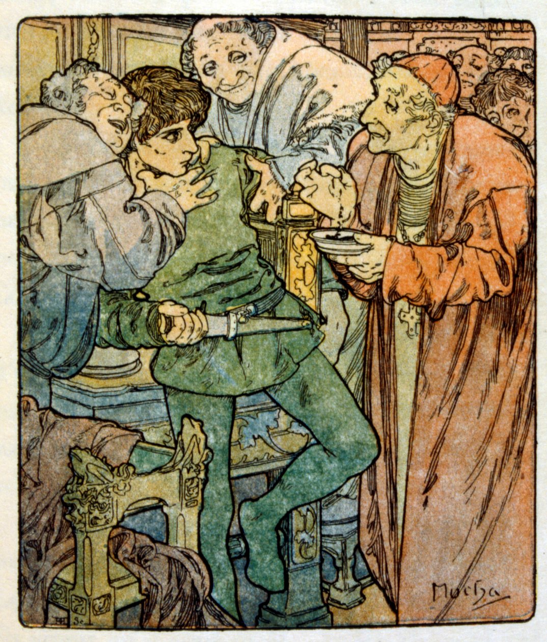 Illustrasjon av Alphonse Mucha fra "Clio" et verk av den franske forfatteren Anatole France. 1900. Mucha (1860 – 1939). var en tsjekkisk jugendmaler av Alphonse Mucha