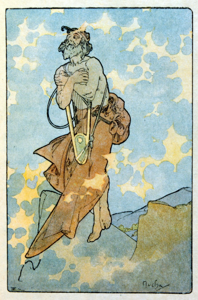 Illustrasjon av Alphonse Mucha fra "Clio" et verk av den franske forfatteren Anatole France. 1900. Mucha (1860 – 1939). var en tsjekkisk jugendmaler av Alphonse Mucha
