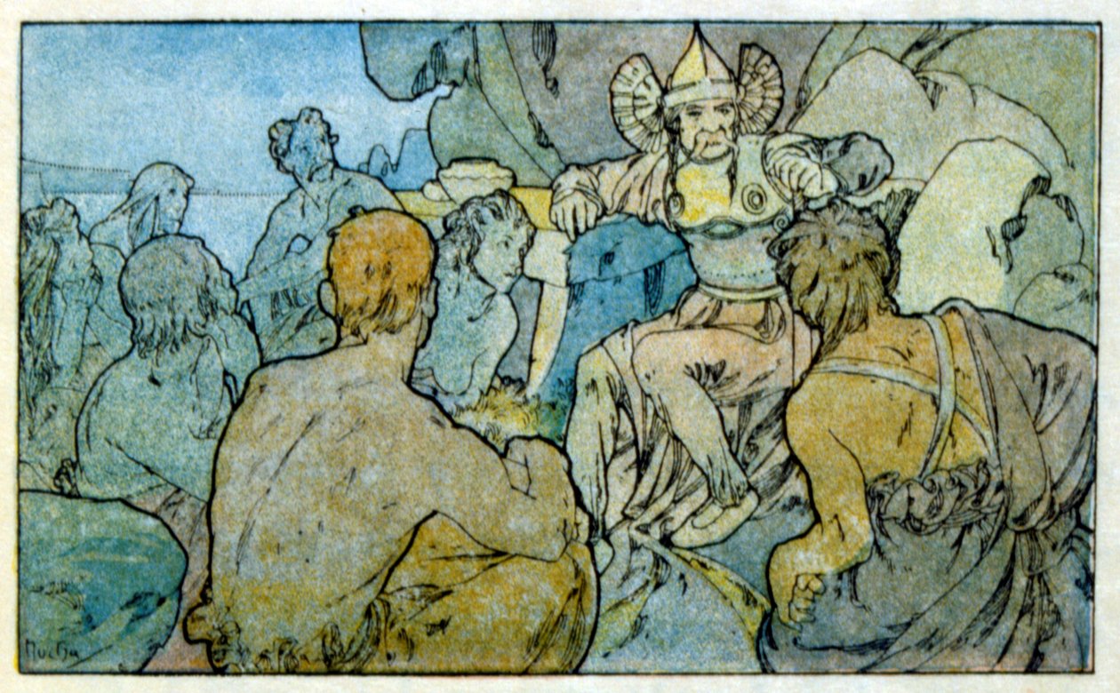 Illustrasjon av Alphonse Mucha fra "Clio" et verk av den franske forfatteren Anatole France. 1900. Mucha (1860 – 1939). var en tsjekkisk jugendmaler av Alphonse Mucha