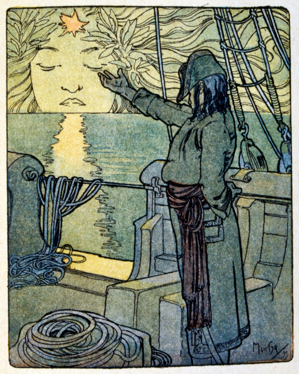 Illustrasjon av alphonse Mucha for boken 