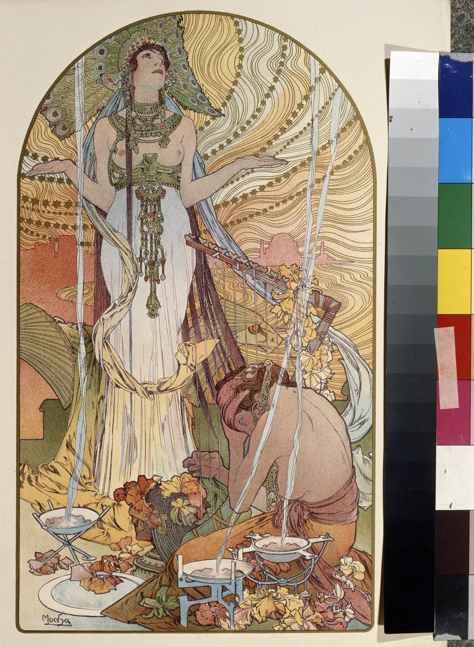 Illustrasjon fra Salambo (Salammbo) av Gustave Flaubert (1821-1880). Kunstverk av Alfons Maria Mucha (Alphonse Marie Mucha av Alphonse Marie Mucha