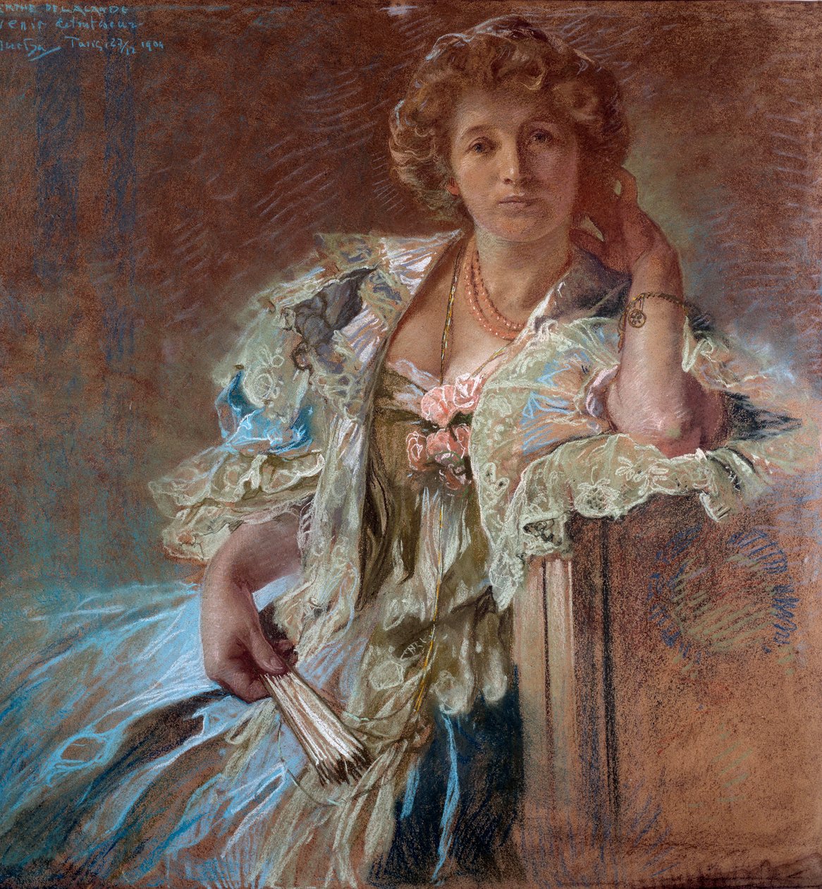 Portrett av Berthe Lalande. Maleri av Alphonse Mucha (1860-1939) av Alphonse Mucha
