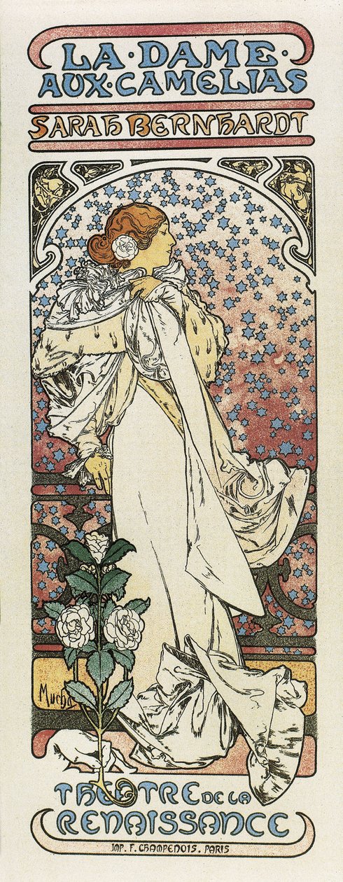 The Lady of the Camelias (La dame aux camelias). 1896 (litografi) av Alphonse Mucha