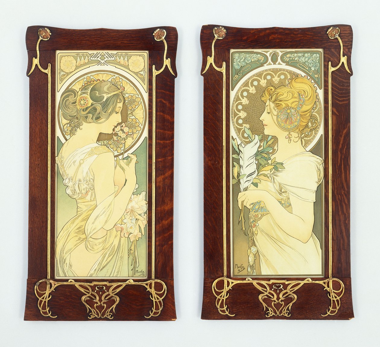 Primrose og pinne; Våren og fjæren, 1899 av Alphonse Mucha