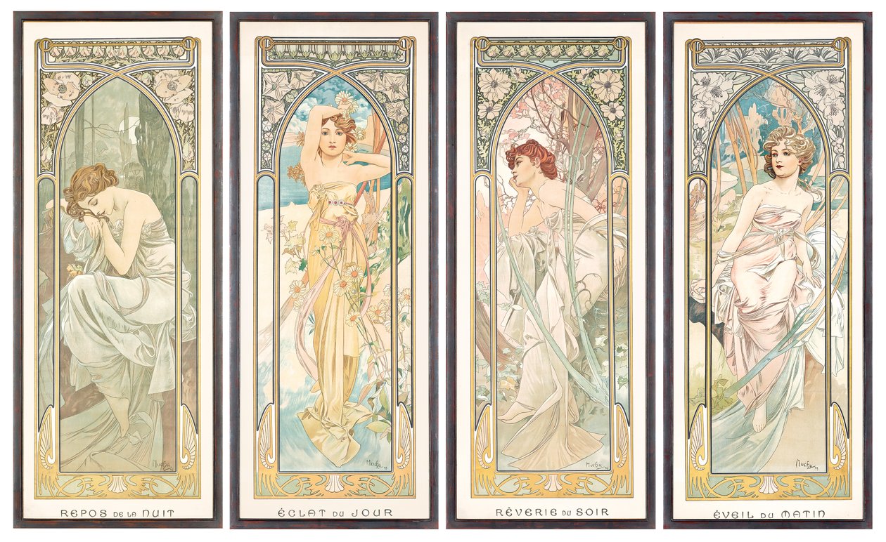 Tidene på dagen; Timene på døgnet av Alphonse Mucha