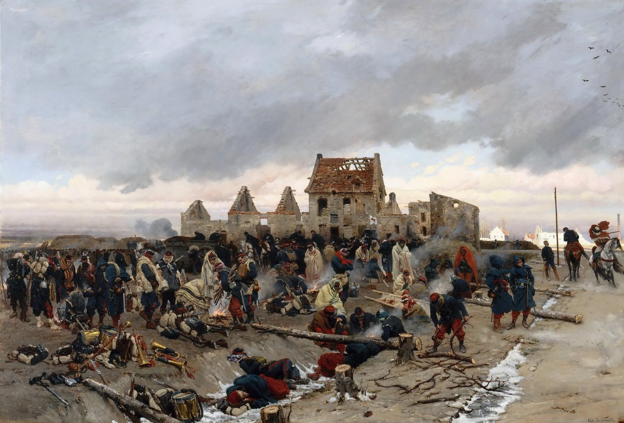Bivuakk på Le Bourget av Alphonse Marie de Neuville