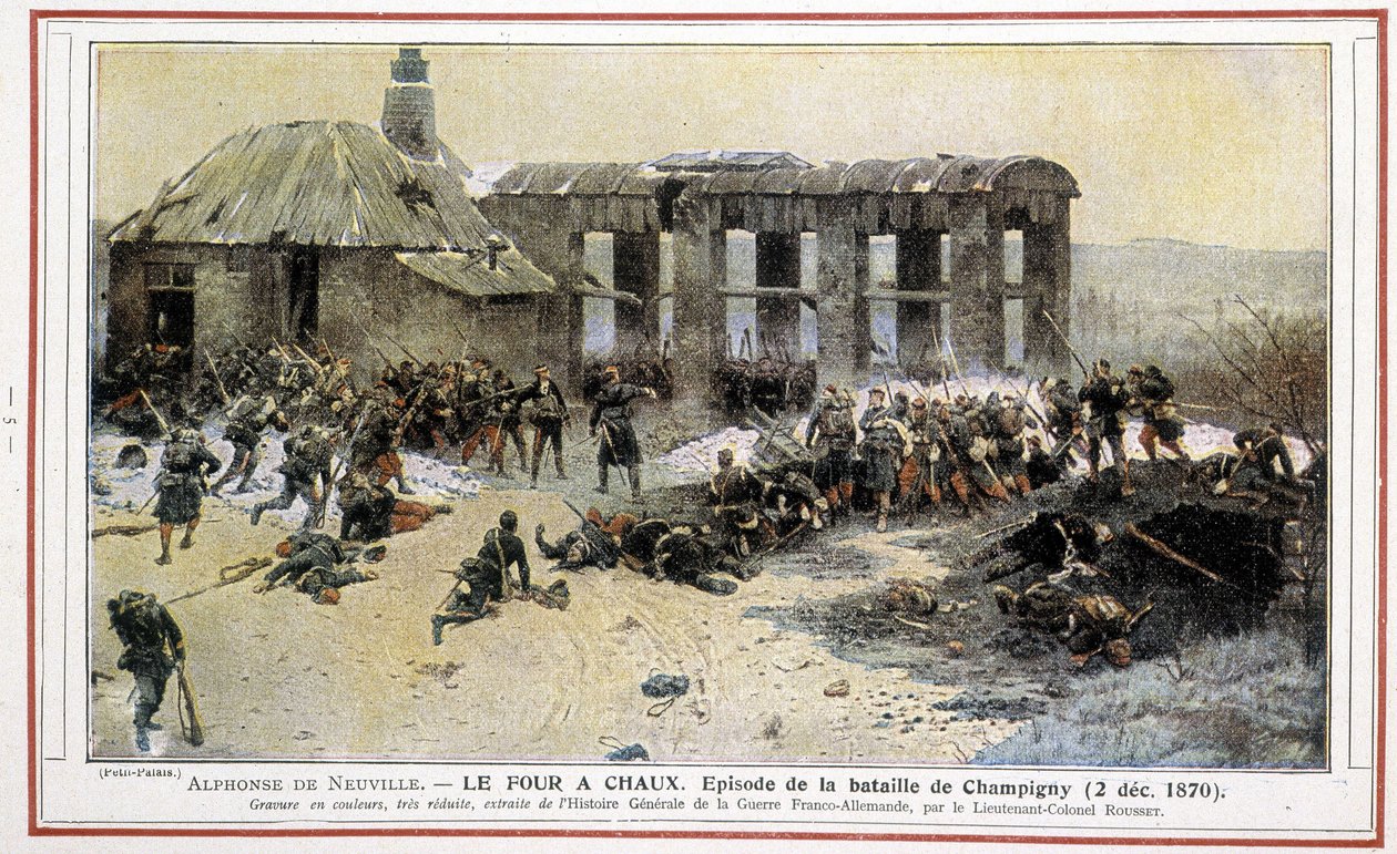 Le oven à Chaux - Episode of the Battle of Champigny (02/12/1870) by Alphonse de Neuville. Engraved by Lieutenant Colonel Rousset from “General History of the German Franco War”. av Alphonse Marie de Neuville