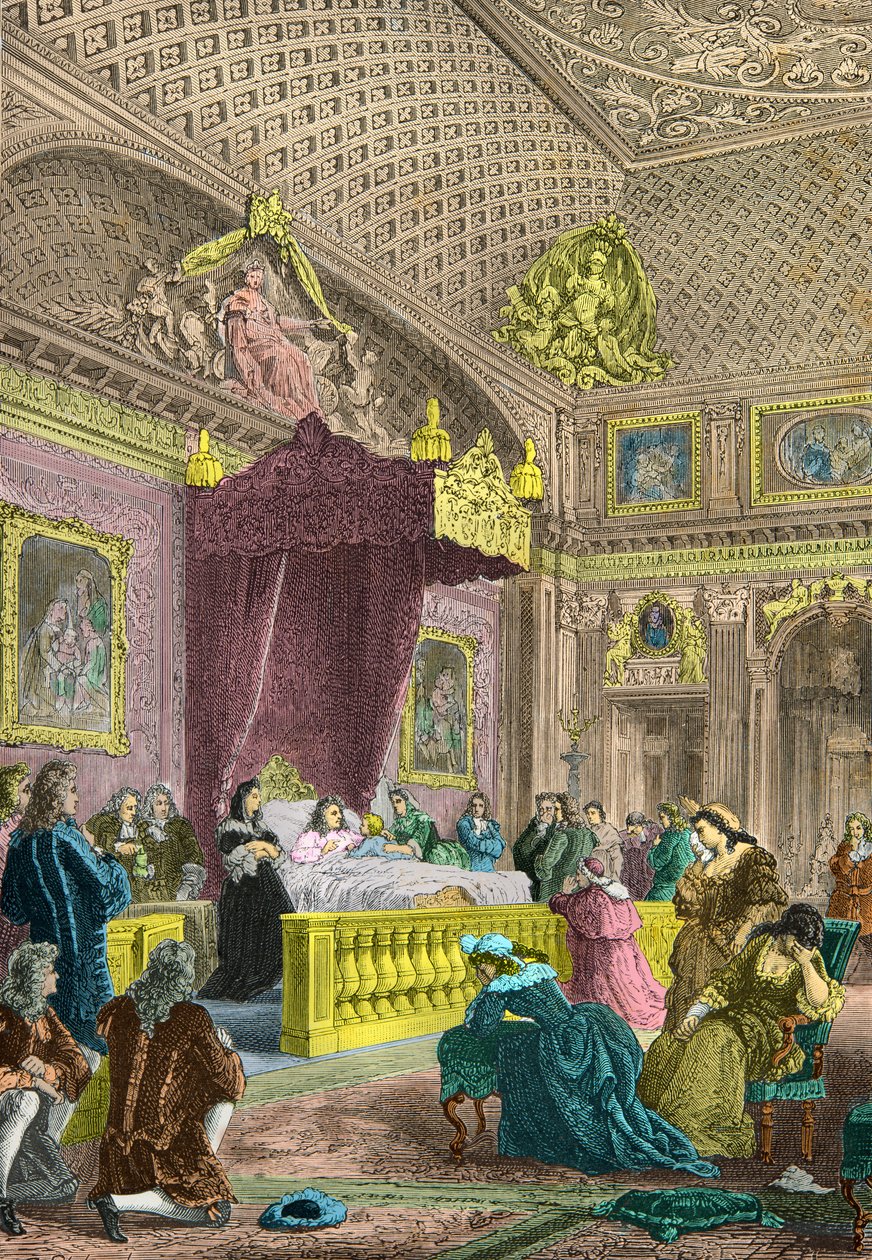 Ludvig 14 tar farvel med den fremtidige Ludvig 15 rundt hoffet av Alphonse Marie de Neuville