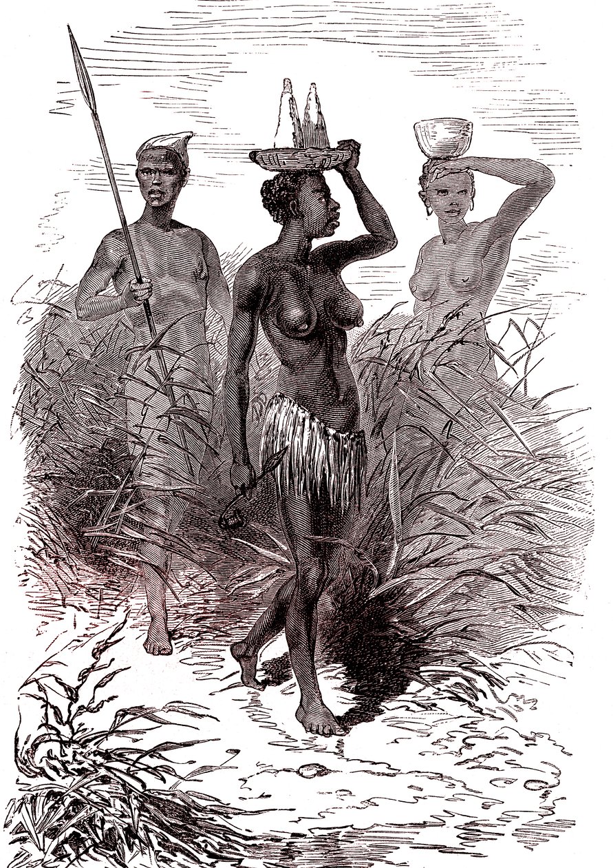 Innfødte fra Nuer-stammen, øvre Nildalen av Alphonse Marie de Neuville