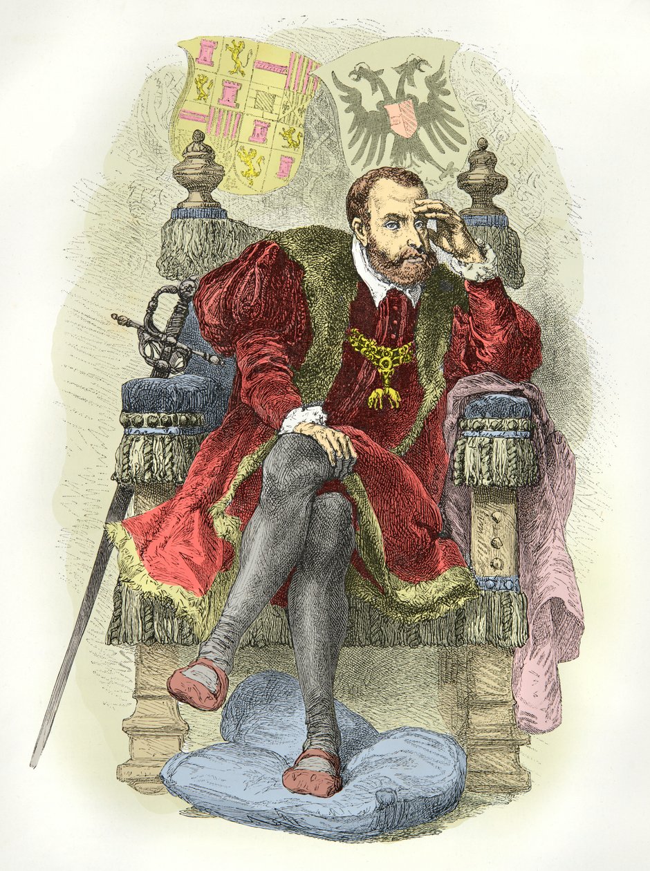 Portrett av Karl V (gravering) av Alphonse Marie de Neuville