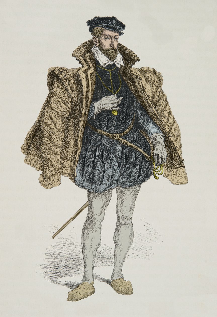 Portrett av Gaspard de Coligny (gravering) av Alphonse Marie de Neuville