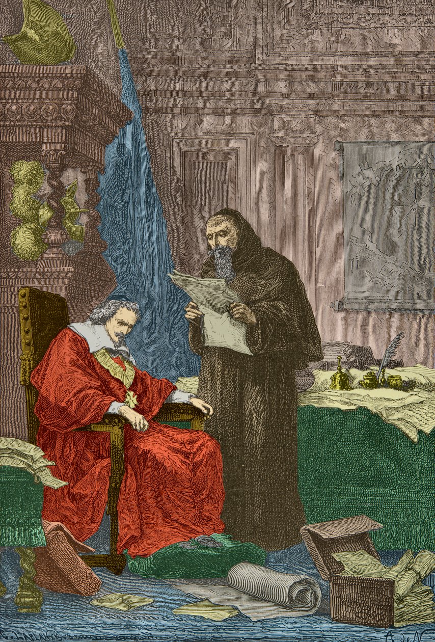 Gjenforening mellom Richelieu og pater Joseph (gravering) av Alphonse Marie de Neuville