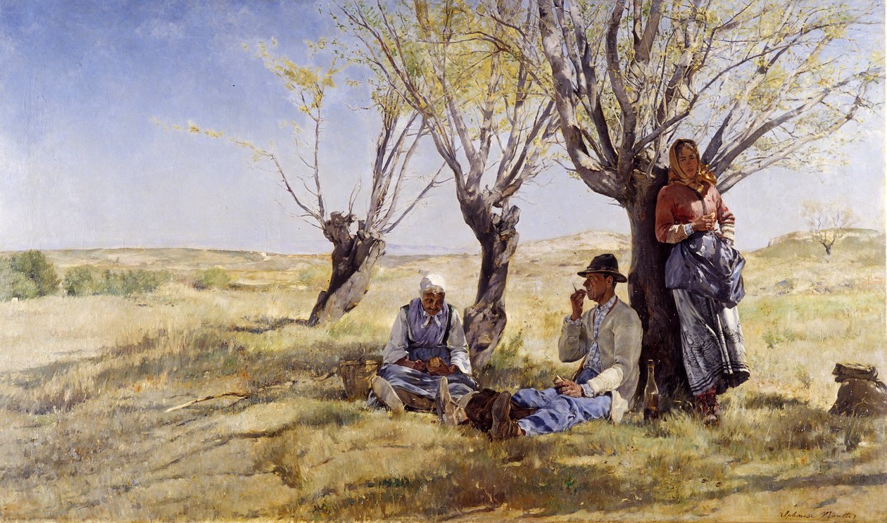 Lou Gousta, smaken i anglenes garrigue (Avignon) Maleri av Alphonse Moutte (1840-1913) Obligatorisk omtale: Samlingsstiftelsen hilsen Provence Marseille av Alphonse Moutte