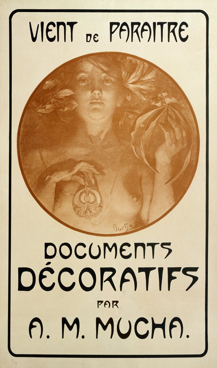 Annonse for monografien Decorative Documents av Alphonse Mucha, 1902 av Alphonse Mucha
