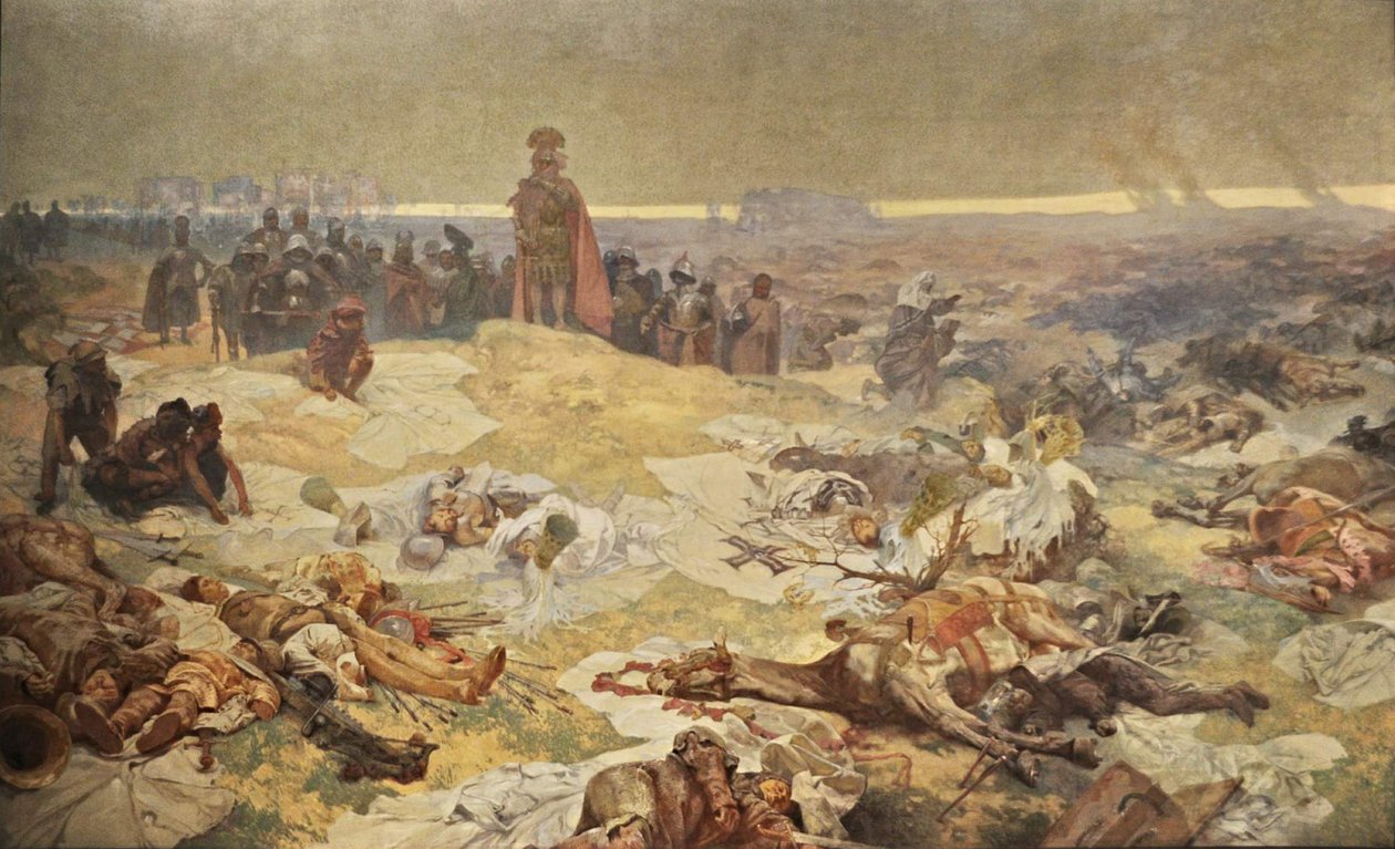 Etter slaget ved Grunwald. The Solidarity of the Northern Slavs Syklusen The Slav Epic av Alphonse Mucha