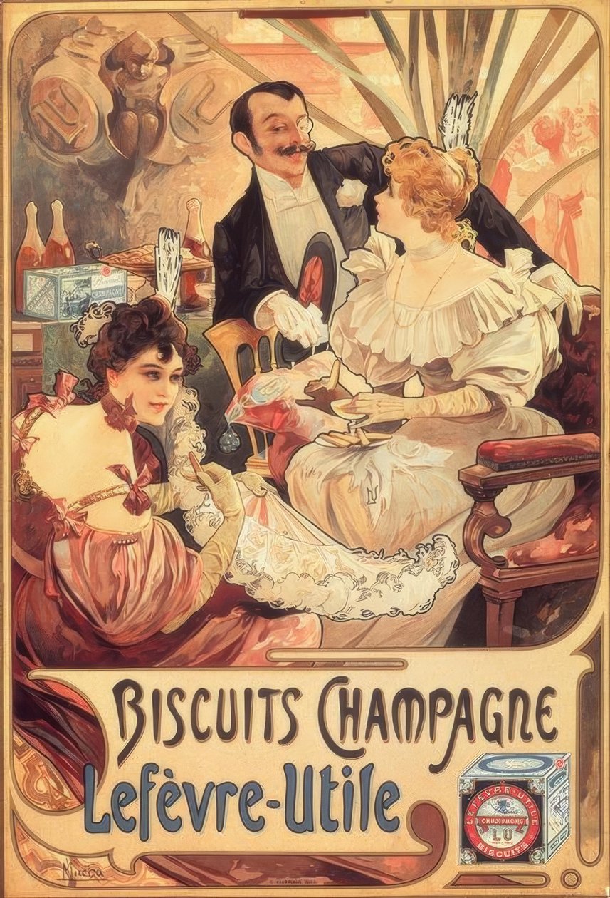 Champagne / Lefèvre-Utile informasjonskapsler av Alphonse Mucha
