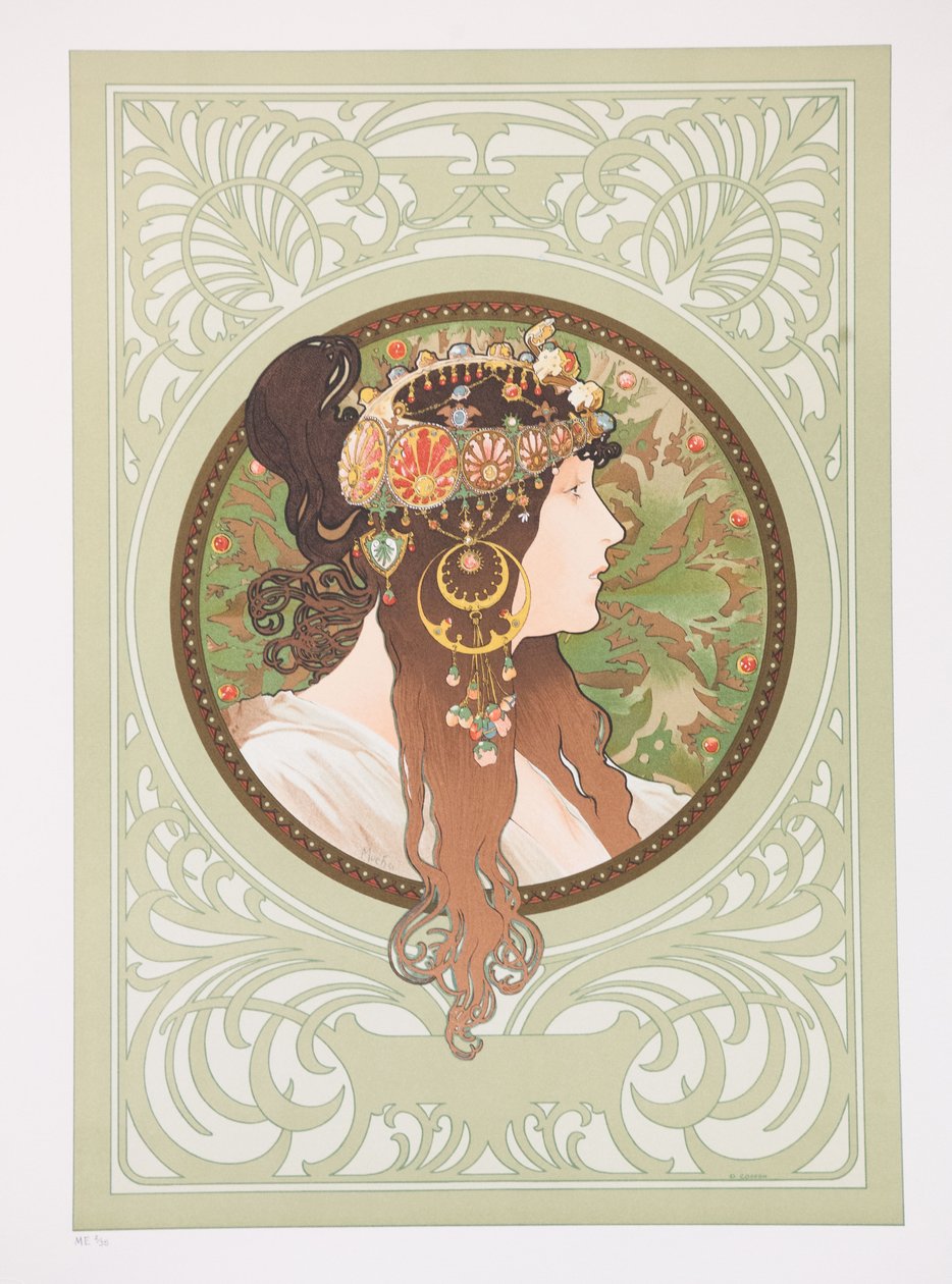 Bysantinske hoder: Brunette, 1897. av Alphonse Mucha