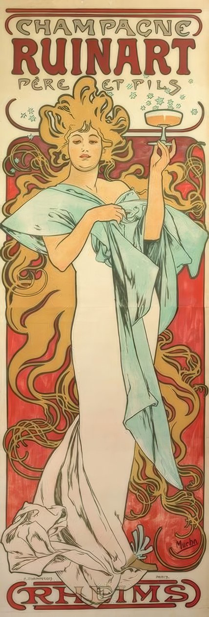 Champagne Ruinart far og sønn av Alphonse Mucha
