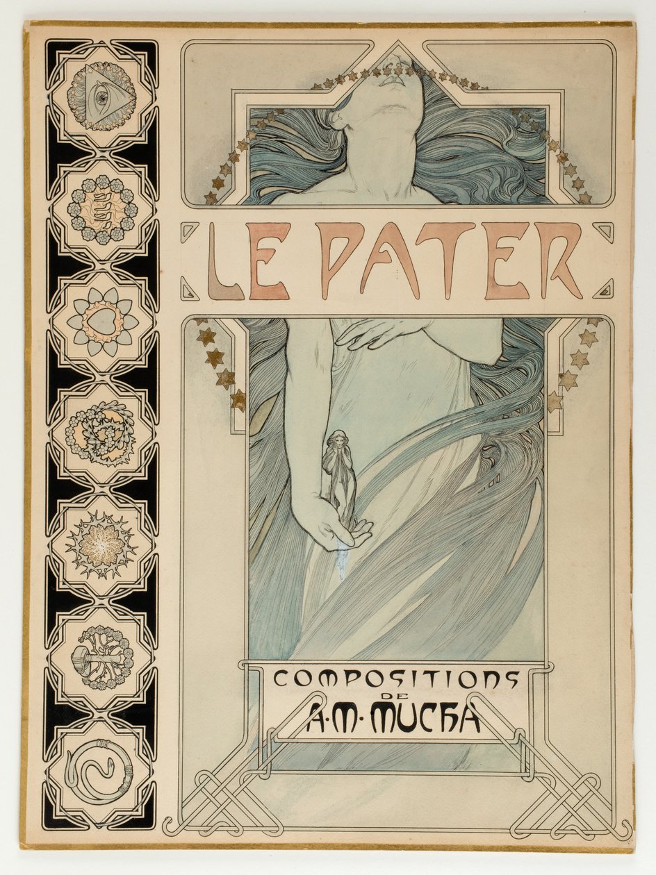 Omslagsdesign for den illustrerte utgaven Le Pater av Alphonse Mucha